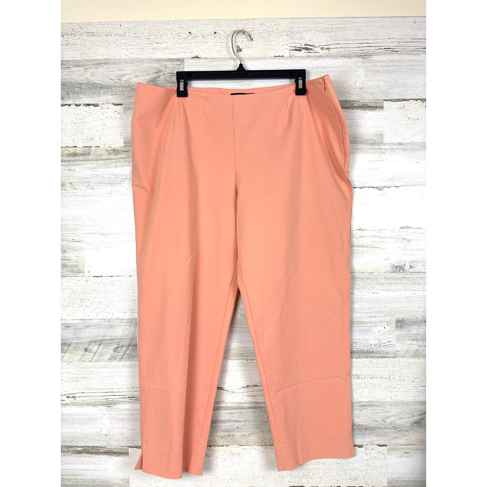 Lafayette 148 Womens 16 Peach Bleecker Cropped Side Zip Casual Pants NEW